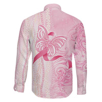 Breast Cancer Awareness Family Matching Short Sleeve Bodycon Dress and Hawaiian Shirt Maile Pikake Lokelani Crown Flower Lei Inspired LT9 - Polynesian Pride