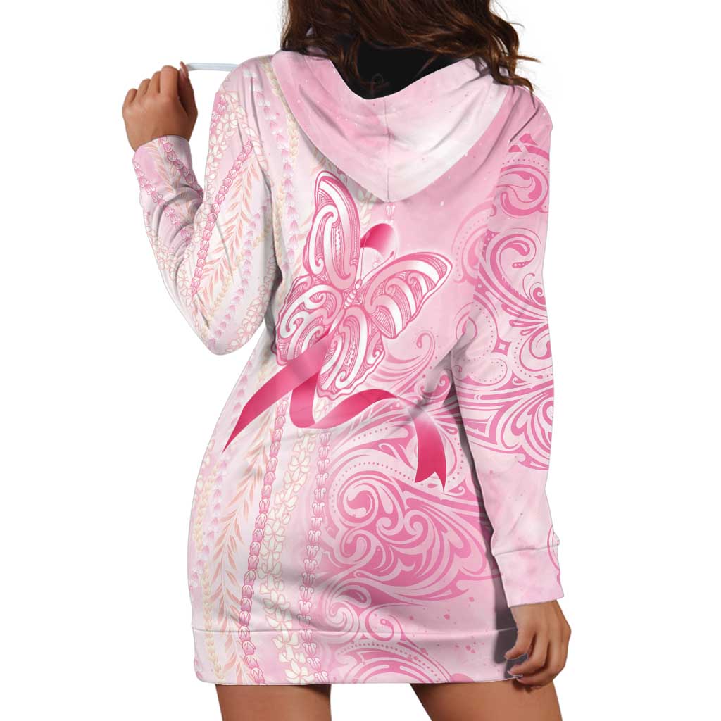 Breast Cancer Awareness Hoodie Dress Maile Pikake Lokelani Crown Flower Lei Inspired LT9 - Polynesian Pride