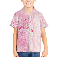 Breast Cancer Awareness Kid Hawaiian Shirt Maile Pikake Lokelani Crown Flower Lei Inspired LT9 Kid Pink - Polynesian Pride
