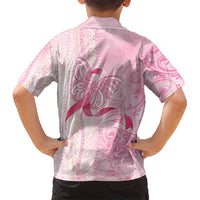 Breast Cancer Awareness Kid Hawaiian Shirt Maile Pikake Lokelani Crown Flower Lei Inspired LT9 - Polynesian Pride