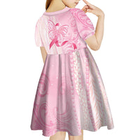 Breast Cancer Awareness Kid Short Sleeve Dress Maile Pikake Lokelani Crown Flower Lei Inspired