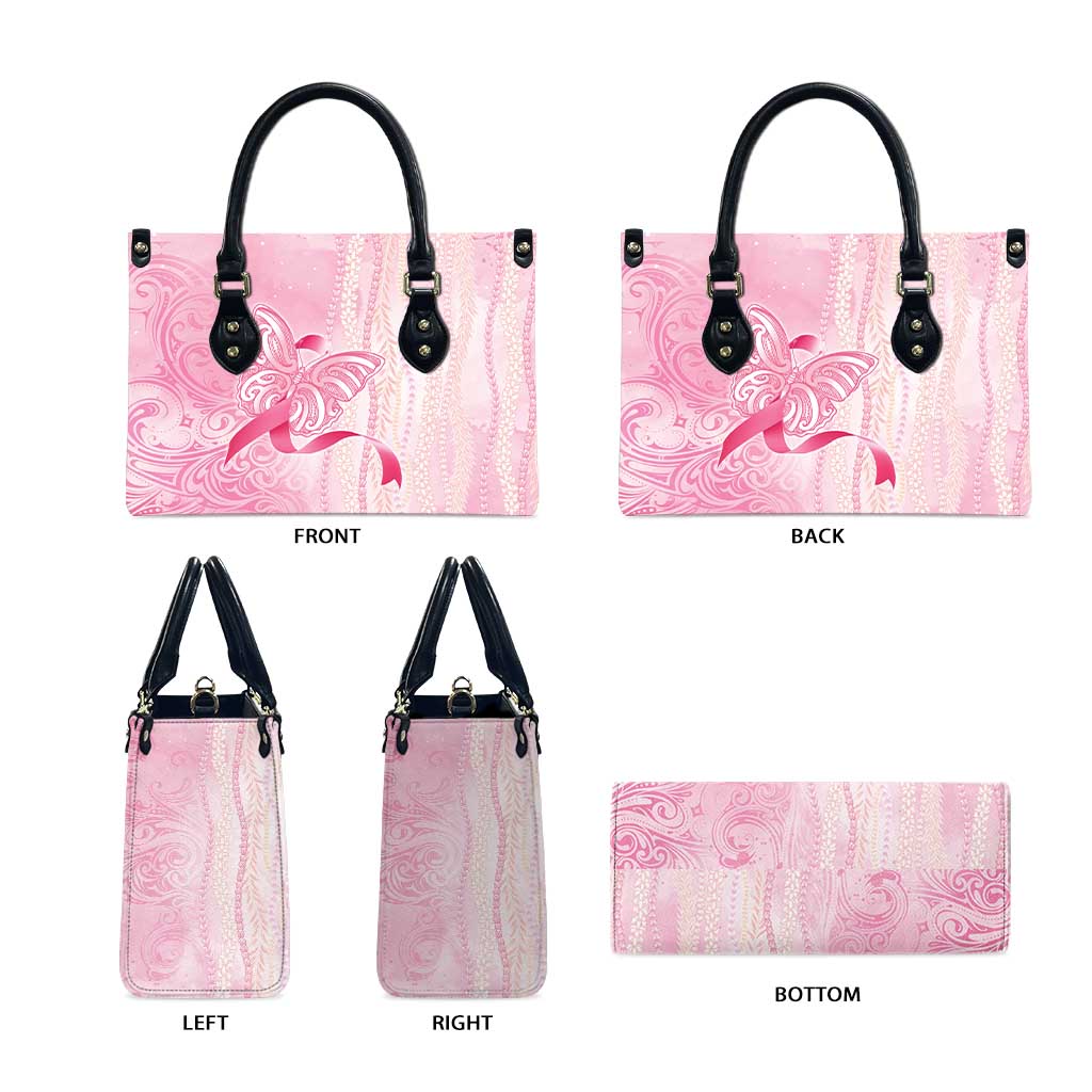 Breast Cancer Awareness Leather Bag Maile Pikake Lokelani Crown Flower Lei Inspired