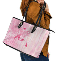 Breast Cancer Awareness Leather Tote Bag Maile Pikake Lokelani Crown Flower Lei Inspired