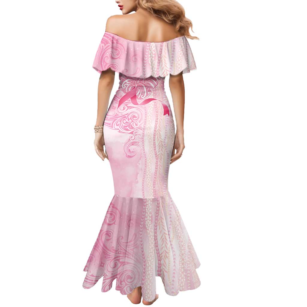 Breast Cancer Awareness Mermaid Dress Maile Pikake Lokelani Crown Flower Lei Inspired