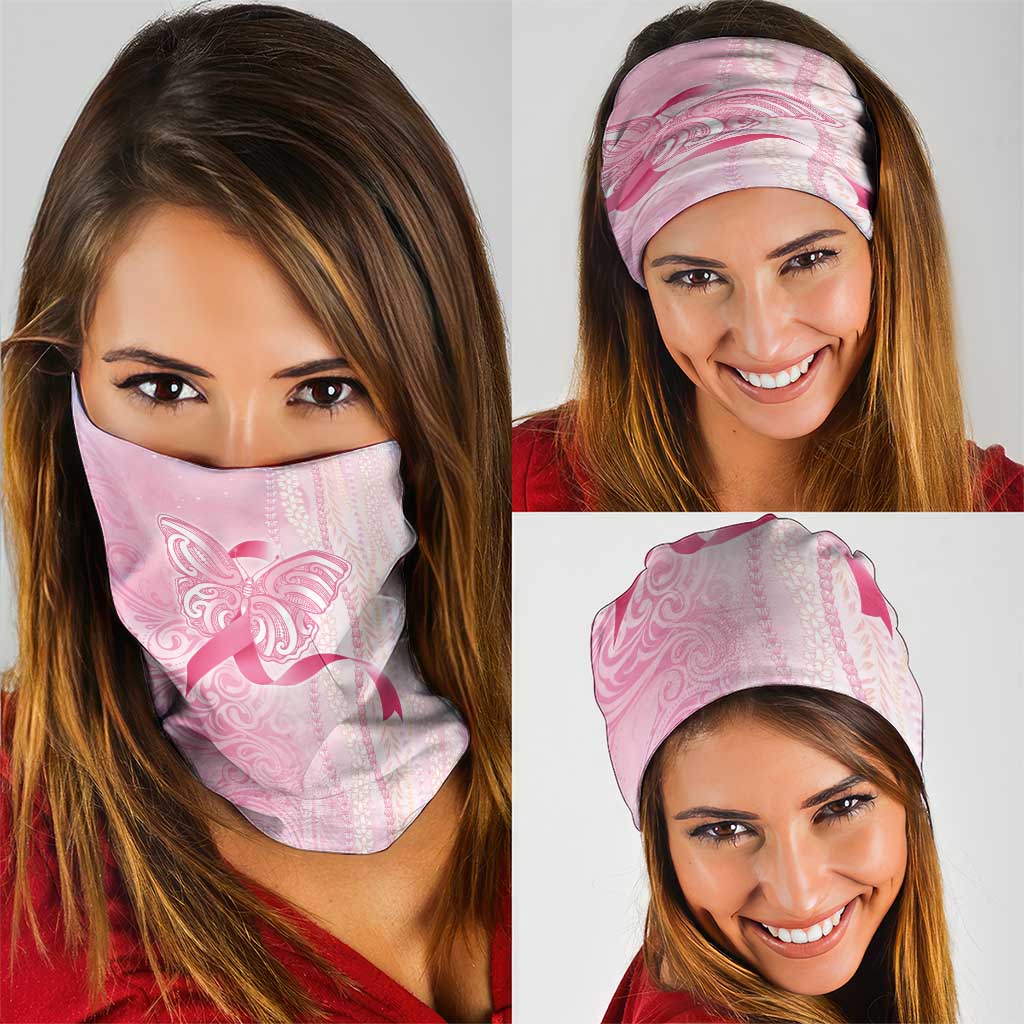 Breast Cancer Awareness Neck Gaiter Maile Pikake Lokelani Crown Flower Lei Inspired