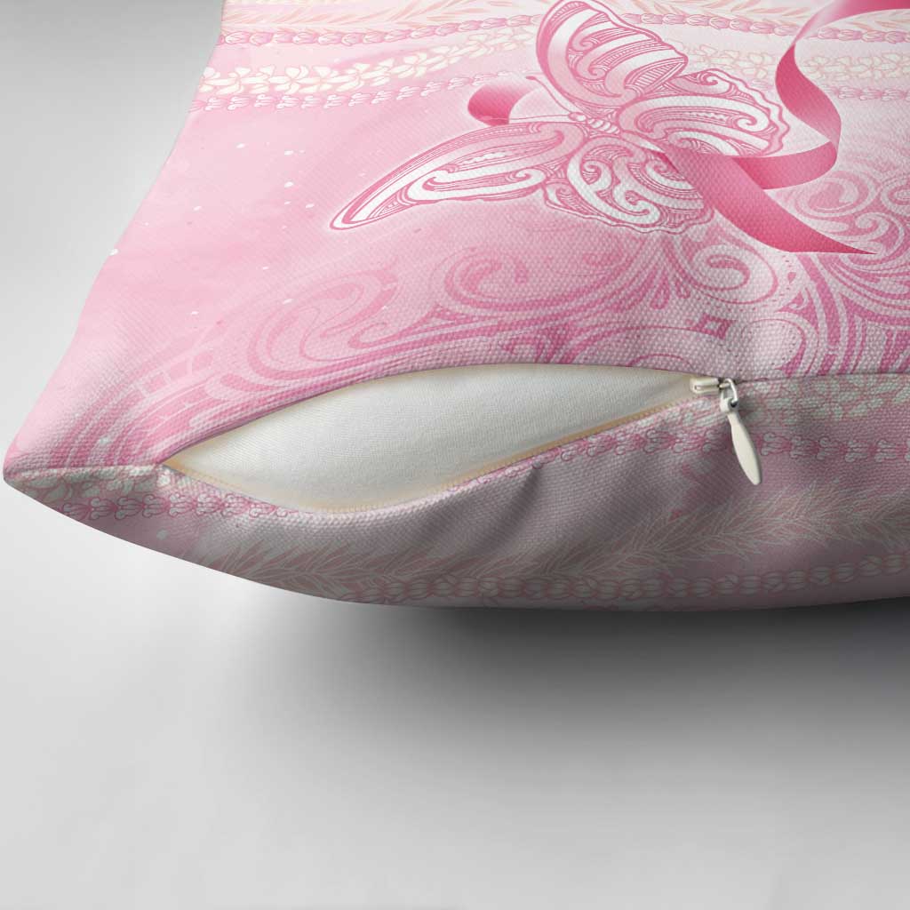 Breast Cancer Awareness Pillow Cover Maile Pikake Lokelani Crown Flower Lei Inspired