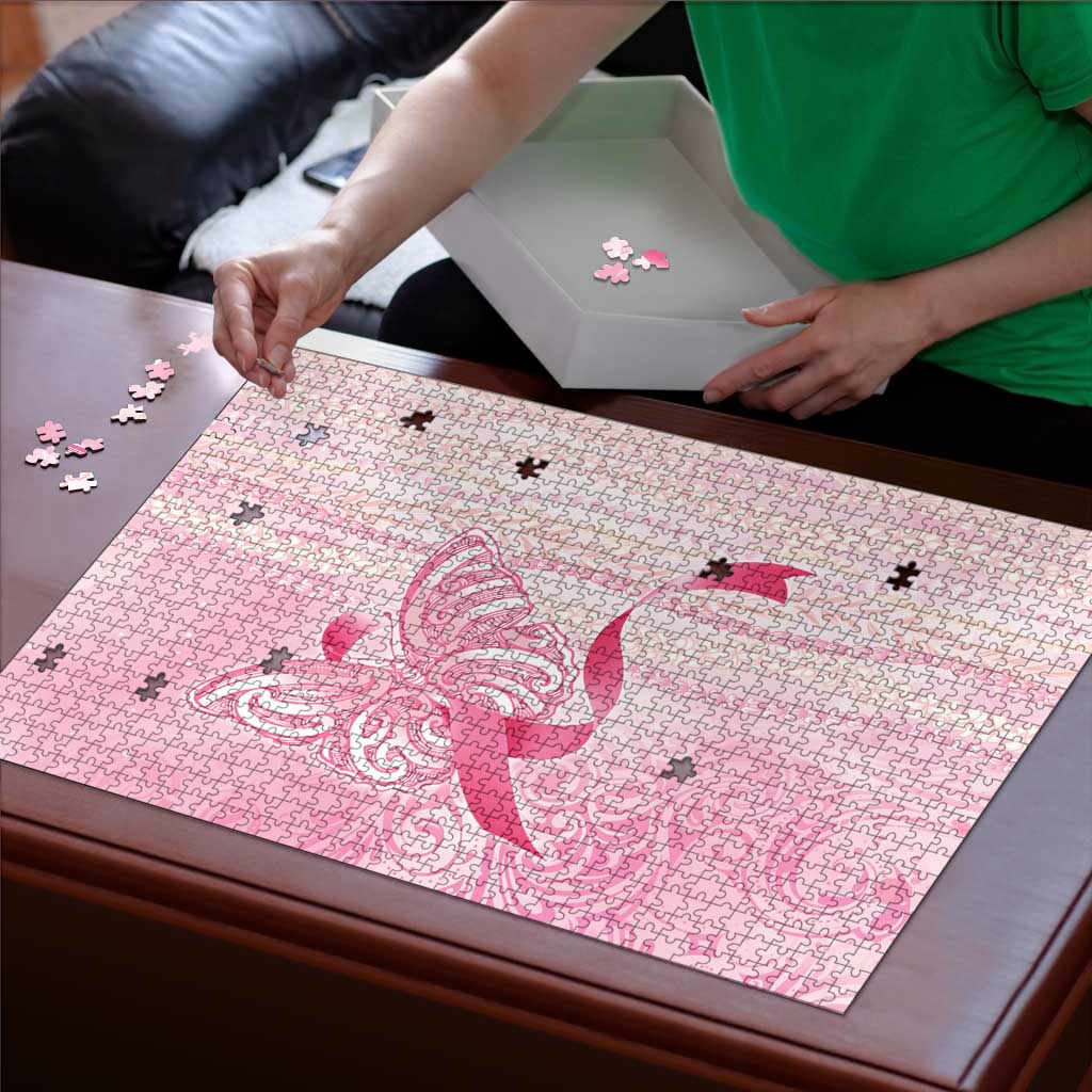 Breast Cancer Awareness Puzzle Maile Pikake Lokelani Crown Flower Lei Inspired