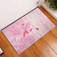 Breast Cancer Awareness Rubber Doormat Maile Pikake Lokelani Crown Flower Lei Inspired