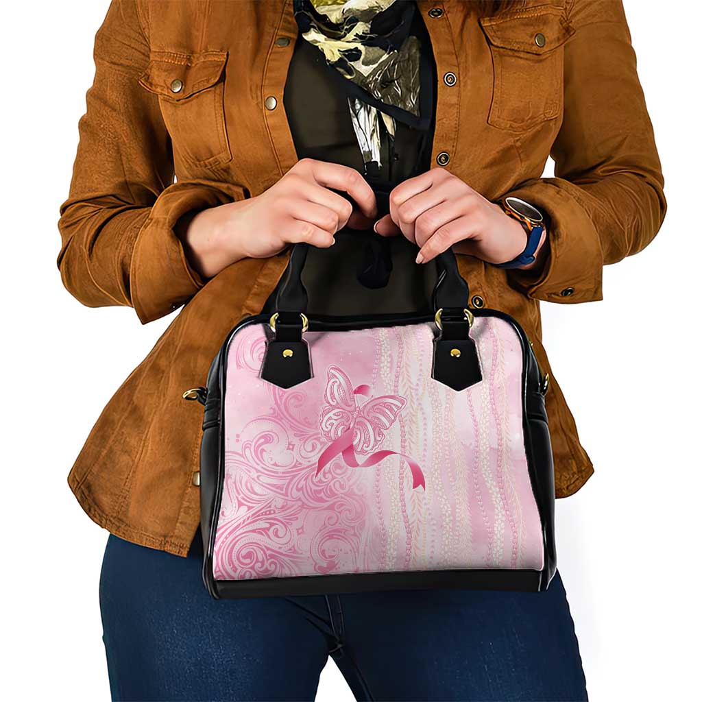 Breast Cancer Awareness Shoulder Handbag Maile Pikake Lokelani Crown Flower Lei Inspired