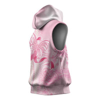 Breast Cancer Awareness Sleeveless Hoodie Maile Pikake Lokelani Crown Flower Lei Inspired