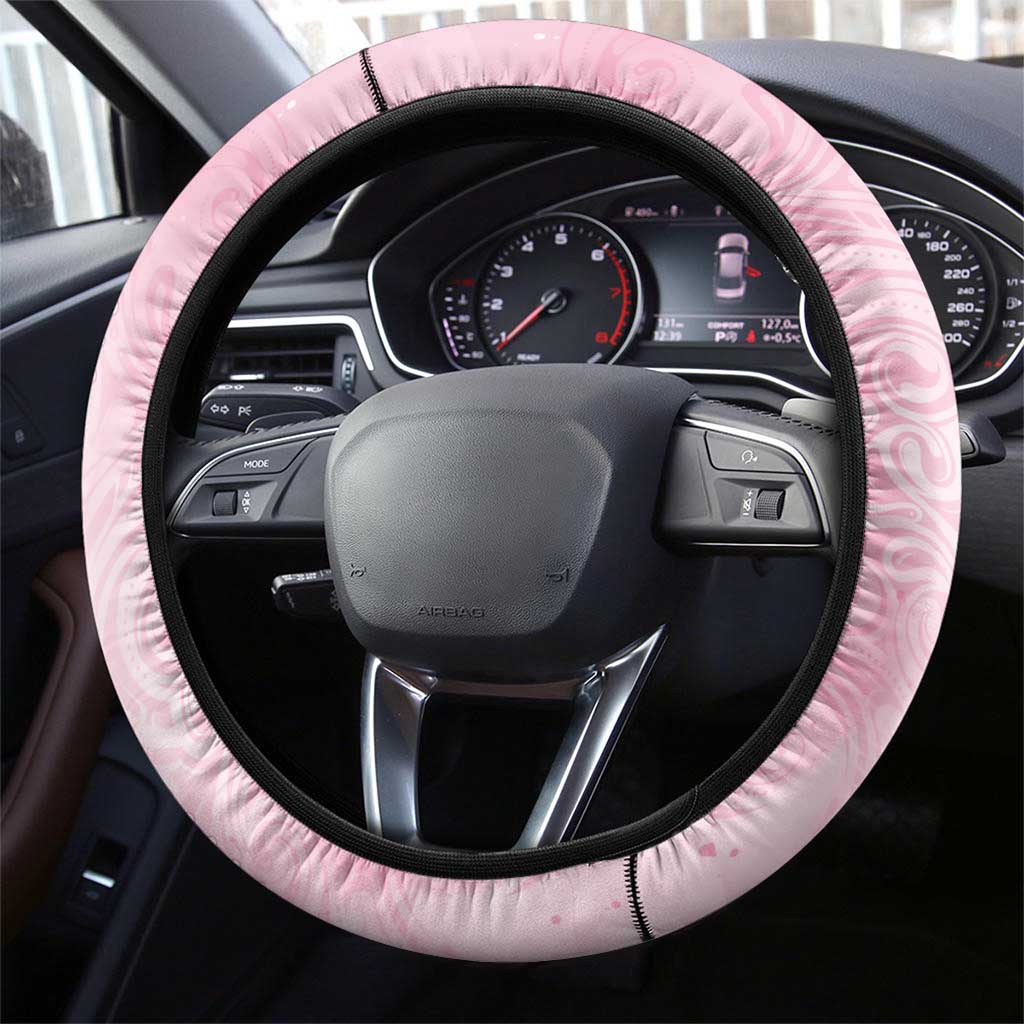 Breast Cancer Awareness Steering Wheel Cover Maile Pikake Lokelani Crown Flower Lei Inspired