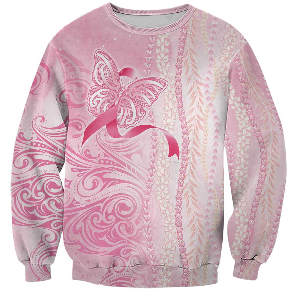 Breast Cancer Awareness Sweatshirt Maile Pikake Lokelani Crown Flower Lei Inspired