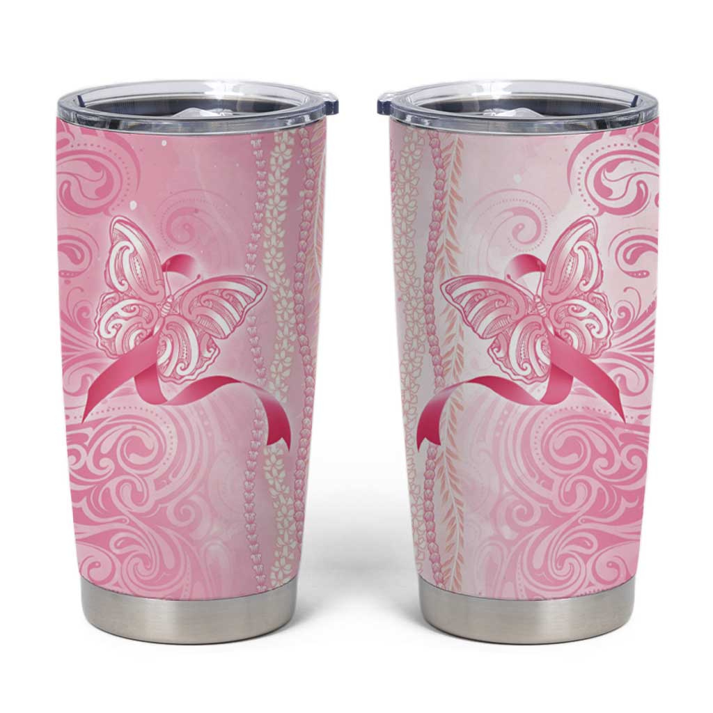 Breast Cancer Awareness Tumbler Cup Maile Pikake Lokelani Crown Flower Lei Inspired