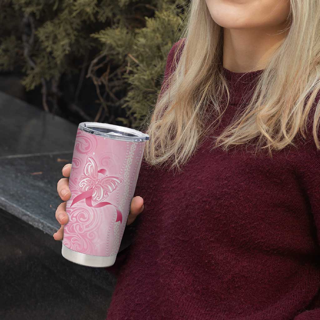 Breast Cancer Awareness Tumbler Cup Maile Pikake Lokelani Crown Flower Lei Inspired