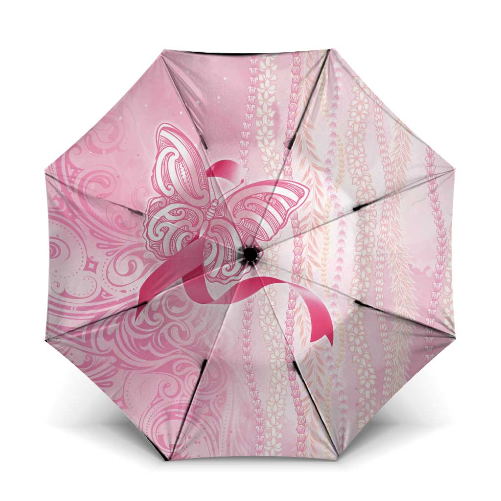 Breast Cancer Awareness Umbrella Maile Pikake Lokelani Crown Flower Lei Inspired
