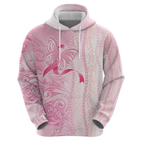 Breast Cancer Awareness Zip Hoodie Maile Pikake Lokelani Crown Flower Lei Inspired