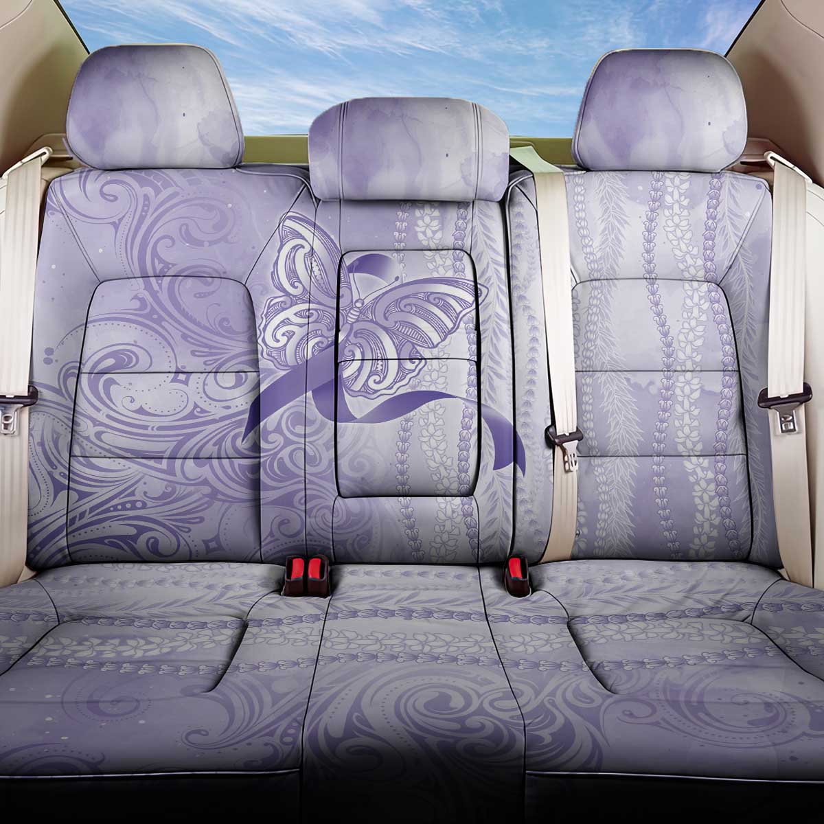 Epilepsy Awareness Back Car Seat Cover Maile Pikake Lokelani Crown Flower Lei Inspired