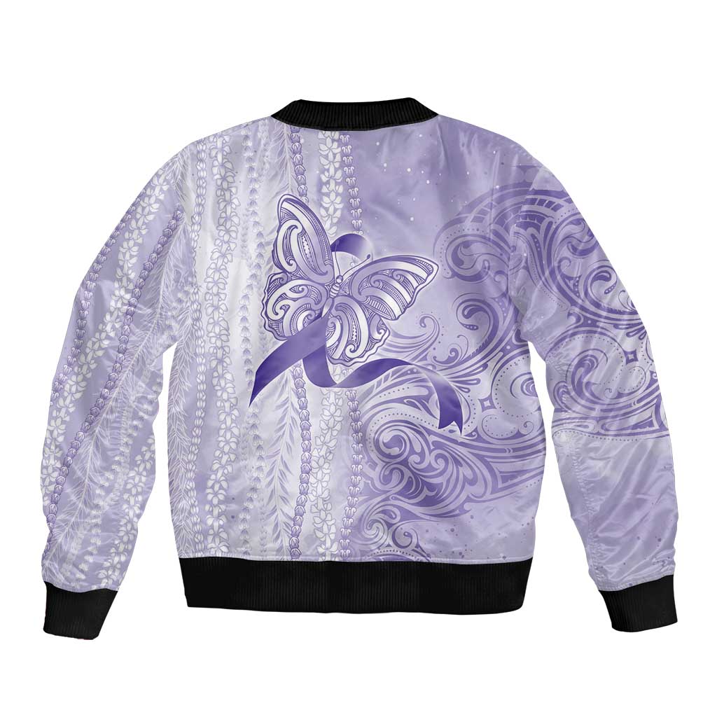 Epilepsy Awareness Bomber Jacket Maile Pikake Lokelani Crown Flower Lei Inspired