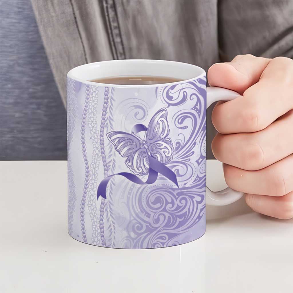 Epilepsy Awareness Ceramic Mug Maile Pikake Lokelani Crown Flower Lei Inspired