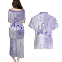 Epilepsy Awareness Couples Matching Puletasi and Hawaiian Shirt Maile Pikake Lokelani Crown Flower Lei Inspired