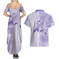 Epilepsy Awareness Couples Matching Summer Maxi Dress and Hawaiian Shirt Maile Pikake Lokelani Crown Flower Lei Inspired