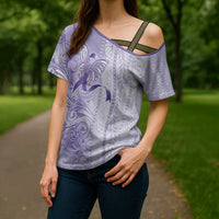 Epilepsy Awareness Cross Shoulder Shirt Maile Pikake Lokelani Crown Flower Lei Inspired