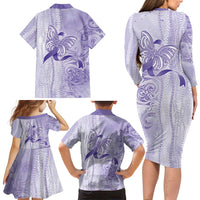 Epilepsy Awareness Family Matching Long Sleeve Bodycon Dress and Hawaiian Shirt Maile Pikake Lokelani Crown Flower Lei Inspired LT9 - Polynesian Pride