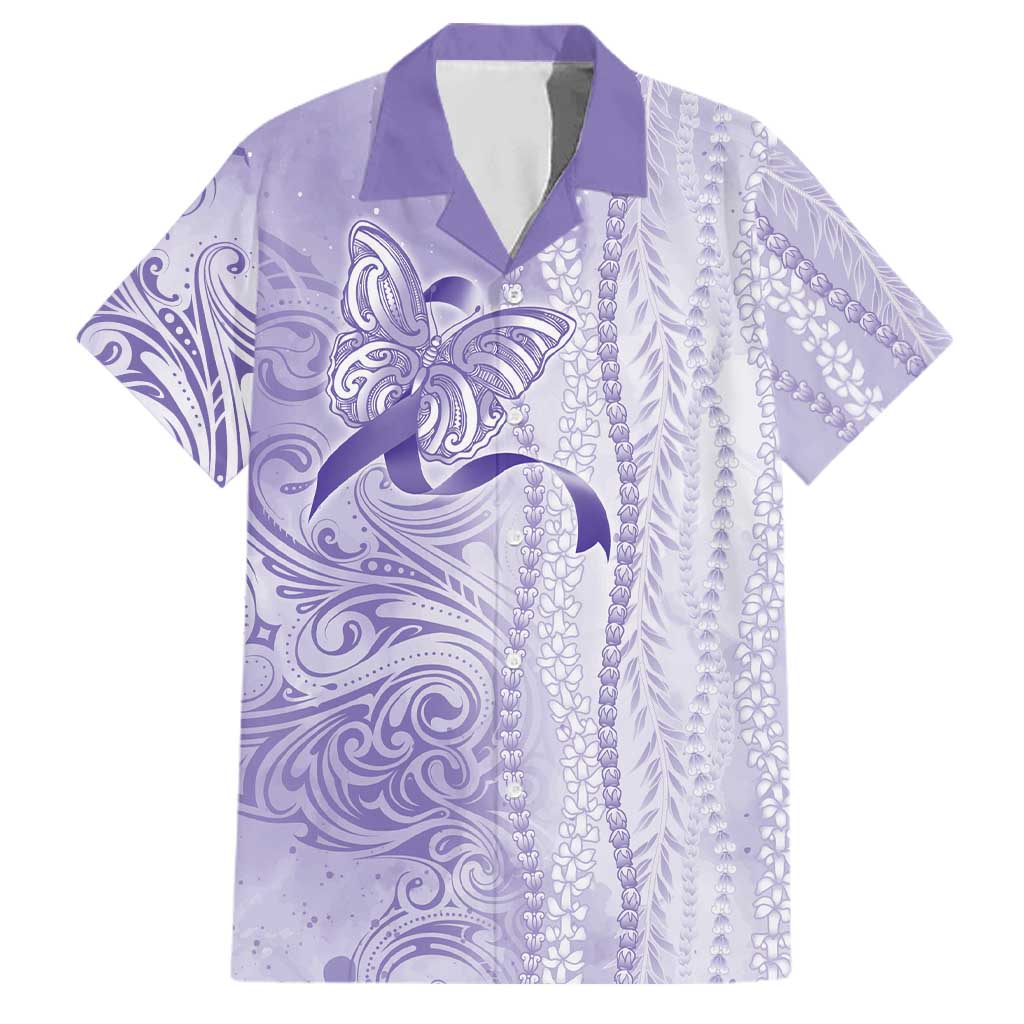 Epilepsy Awareness Family Matching Mermaid Dress and Hawaiian Shirt Maile Pikake Lokelani Crown Flower Lei Inspired LT9 Dad's Shirt - Short Sleeve Purple - Polynesian Pride