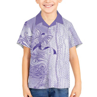 Epilepsy Awareness Family Matching Off Shoulder Short Dress and Hawaiian Shirt Maile Pikake Lokelani Crown Flower Lei Inspired LT9 Son's Shirt Purple - Polynesian Pride