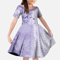 Epilepsy Awareness Kid Short Sleeve Dress Maile Pikake Lokelani Crown Flower Lei Inspired