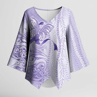 Epilepsy Awareness Kimono Sleeve Blouse Maile Pikake Lokelani Crown Flower Lei Inspired