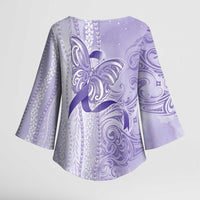 Epilepsy Awareness Kimono Sleeve Blouse Maile Pikake Lokelani Crown Flower Lei Inspired