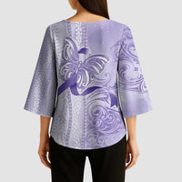 Epilepsy Awareness Kimono Sleeve Blouse Maile Pikake Lokelani Crown Flower Lei Inspired