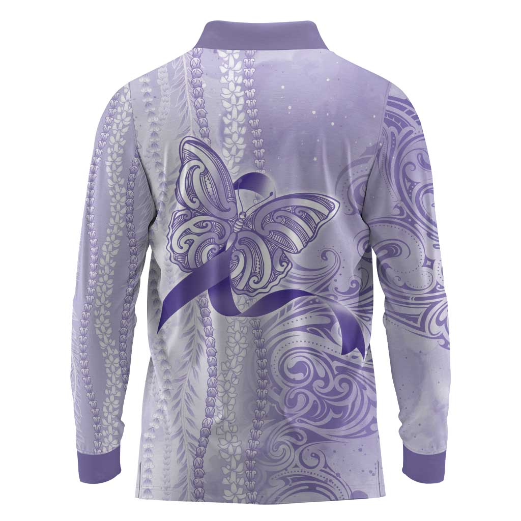 Epilepsy Awareness Long Sleeve Polo Shirt Maile Pikake Lokelani Crown Flower Lei Inspired