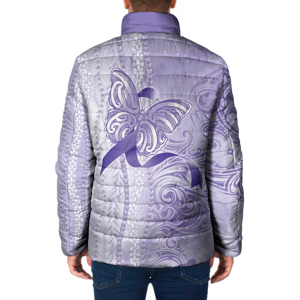 Epilepsy Awareness Padded Jacket Maile Pikake Lokelani Crown Flower Lei Inspired