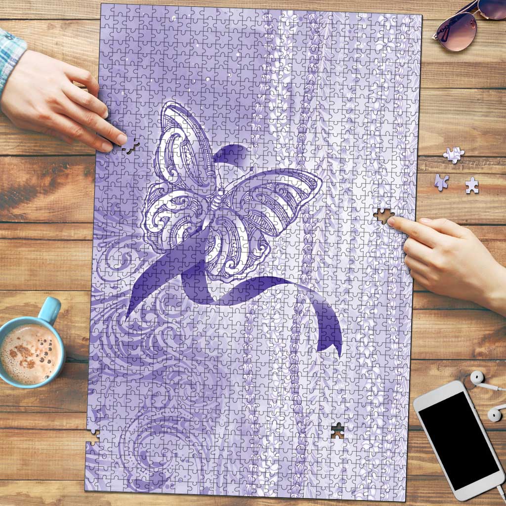Epilepsy Awareness Puzzle Maile Pikake Lokelani Crown Flower Lei Inspired