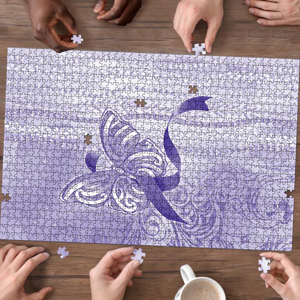 Epilepsy Awareness Puzzle Maile Pikake Lokelani Crown Flower Lei Inspired