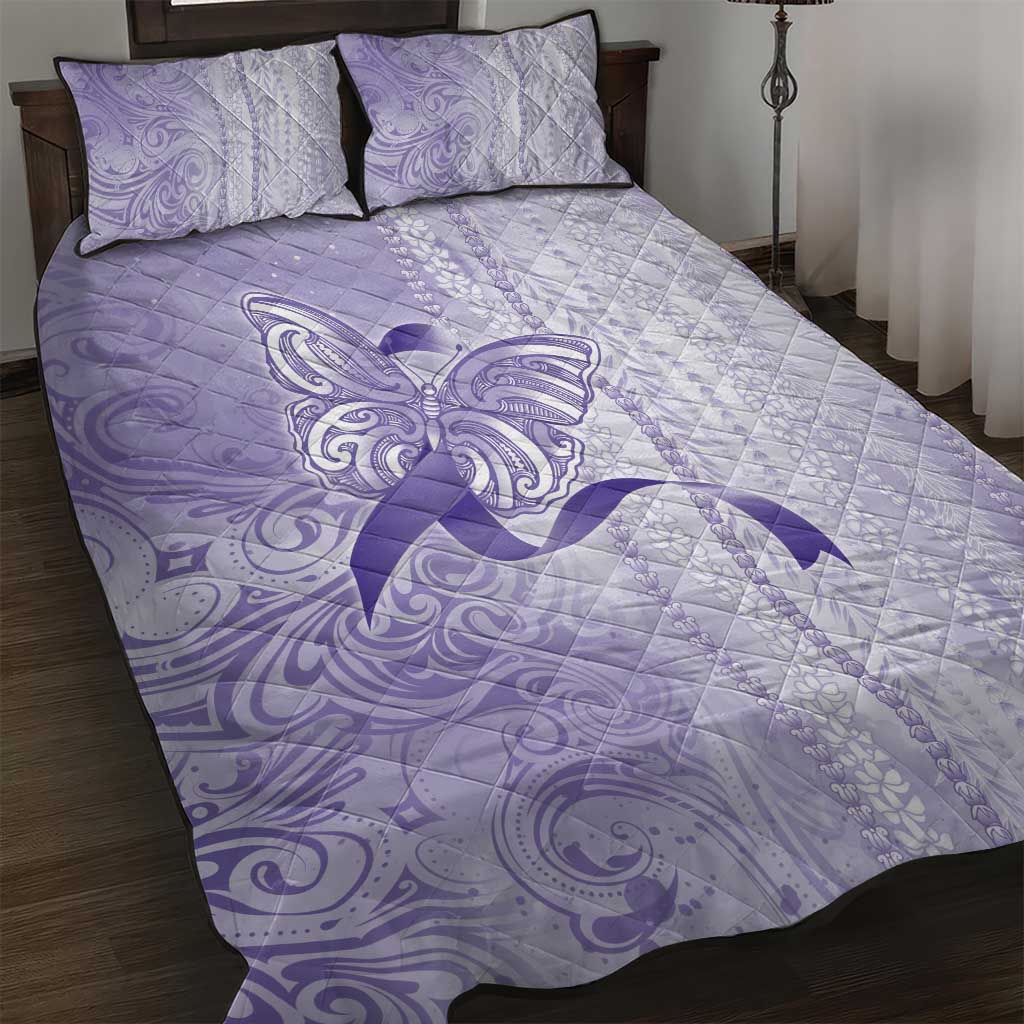 Epilepsy Awareness Quilt Bed Set Maile Pikake Lokelani Crown Flower Lei Inspired