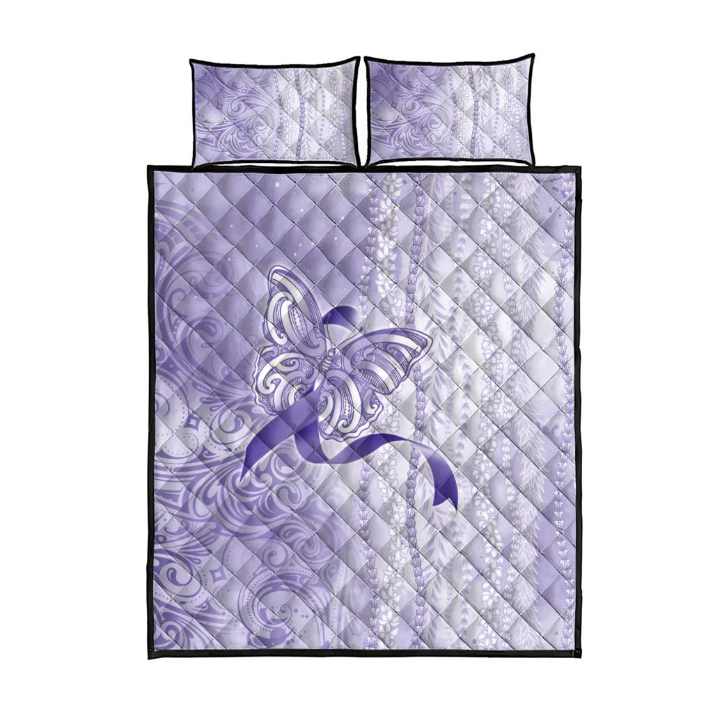Epilepsy Awareness Quilt Bed Set Maile Pikake Lokelani Crown Flower Lei Inspired