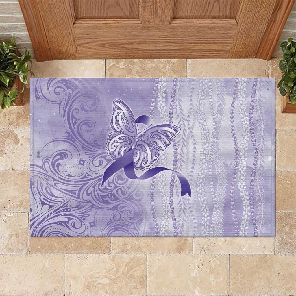 Epilepsy Awareness Rubber Doormat Maile Pikake Lokelani Crown Flower Lei Inspired