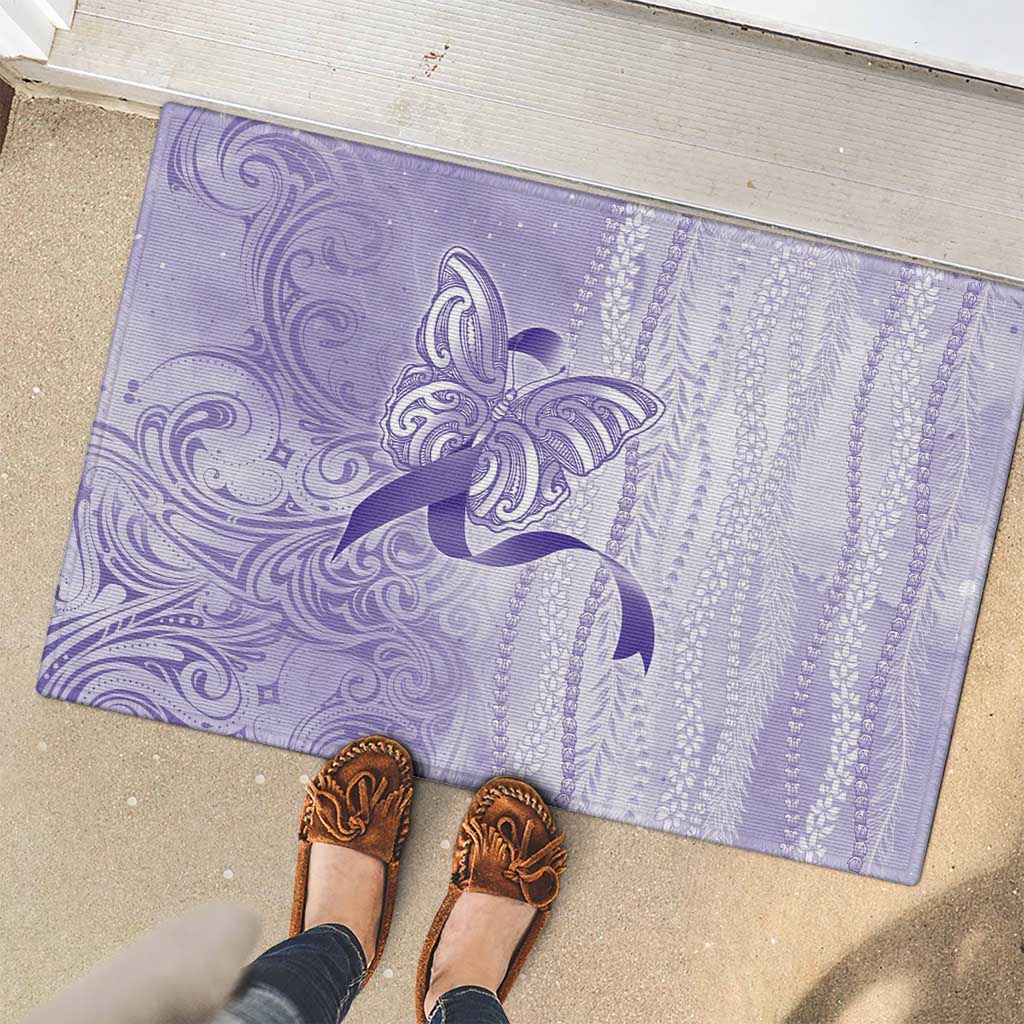 Epilepsy Awareness Rubber Doormat Maile Pikake Lokelani Crown Flower Lei Inspired