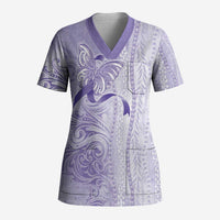 Epilepsy Awareness Scrub Top Maile Pikake Lokelani Crown Flower Lei Inspired