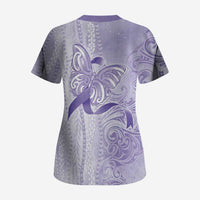 Epilepsy Awareness Scrub Top Maile Pikake Lokelani Crown Flower Lei Inspired