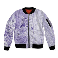 Epilepsy Awareness Sleeve Zip Bomber Jacket Maile Pikake Lokelani Crown Flower Lei Inspired