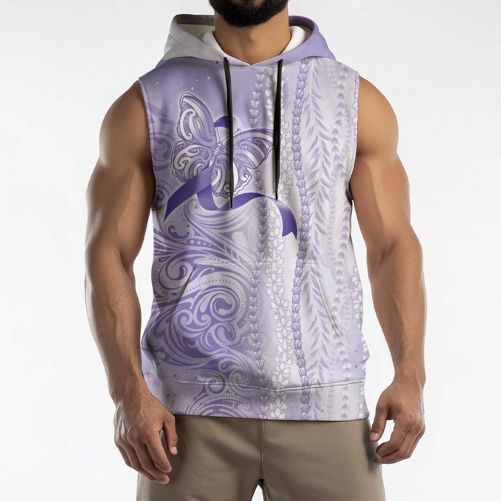Epilepsy Awareness Sleeveless Hoodie Maile Pikake Lokelani Crown Flower Lei Inspired