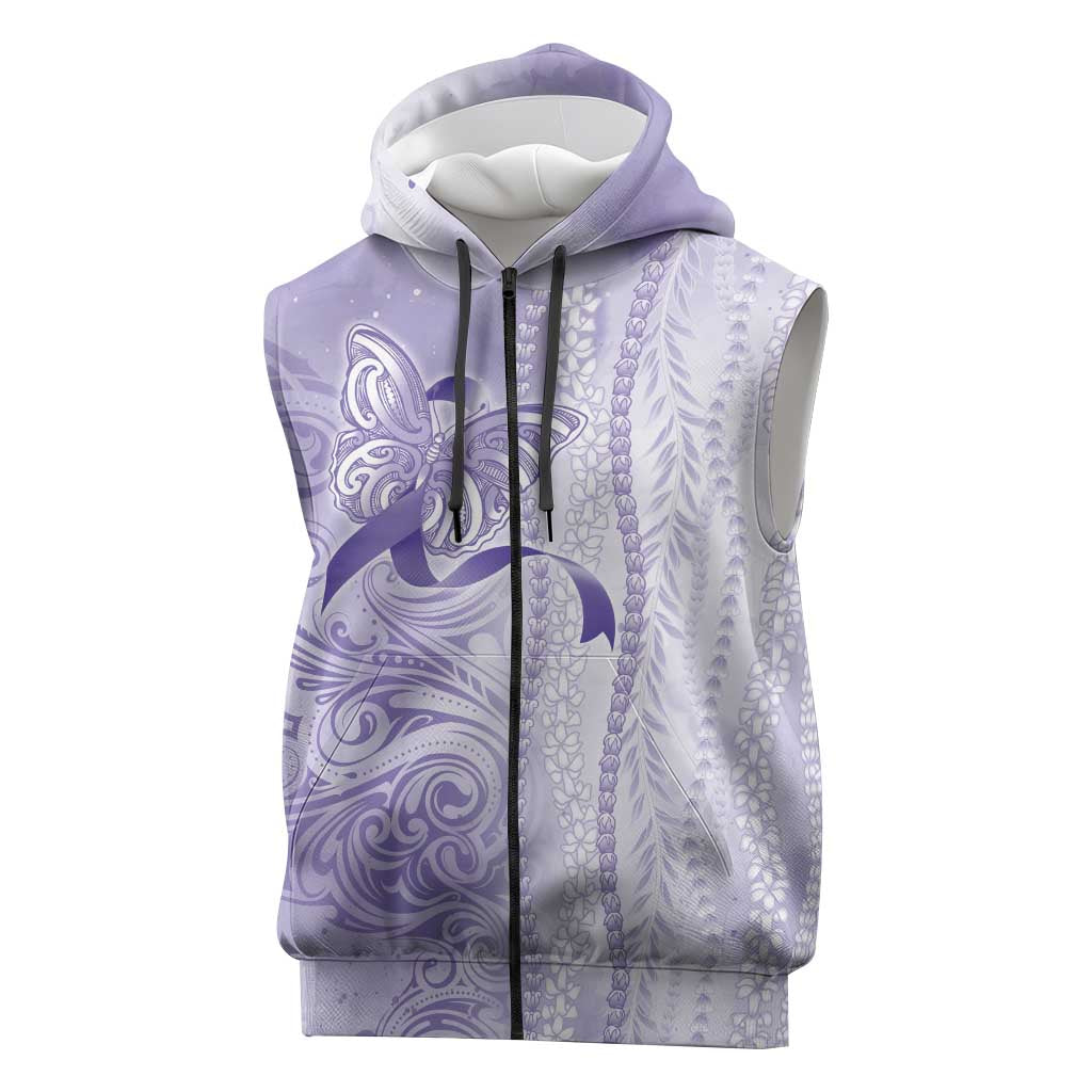 Epilepsy Awareness Sleeveless Zip Hoodie Maile Pikake Lokelani Crown Flower Lei Inspired