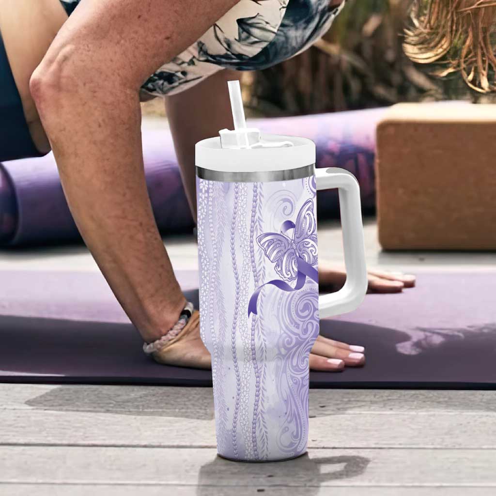 Epilepsy Awareness Tumbler With Handle Maile Pikake Lokelani Crown Flower Lei Inspired