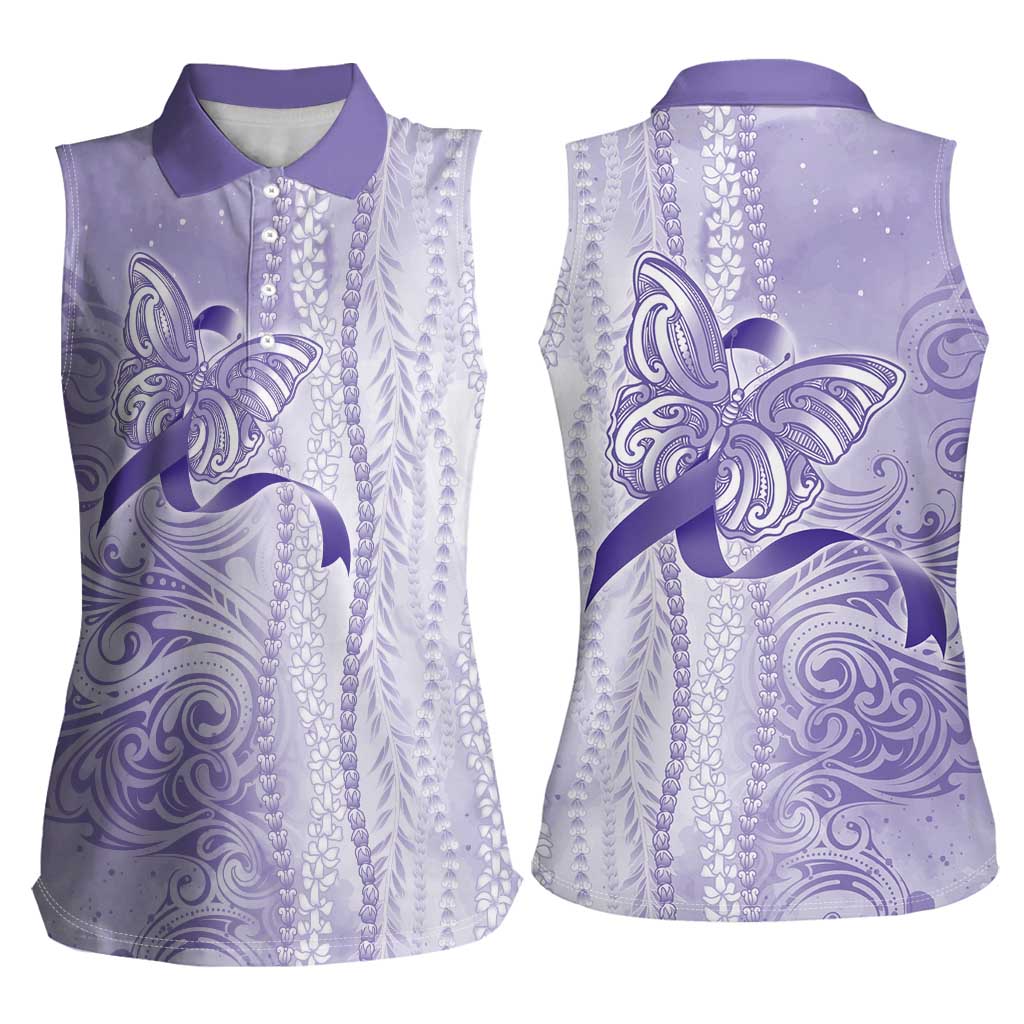Epilepsy Awareness Women Sleeveless Polo Shirt Maile Pikake Lokelani Crown Flower Lei Inspired