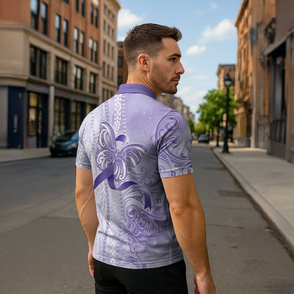 Epilepsy Awareness Zipper Polo Shirt Maile Pikake Lokelani Crown Flower Lei Inspired