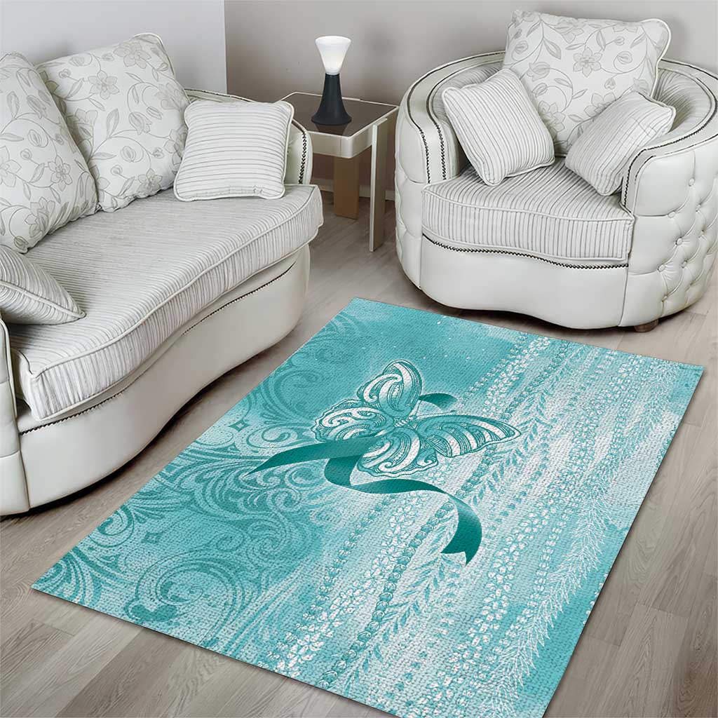 PTSD Awareness Area Rug Maile Pikake Lokelani Crown Flower Lei Inspired